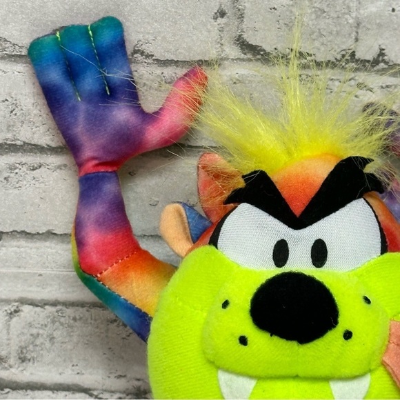 WB Looney Tunes TAZ Plush Rainbow Tie Die Tasmanian Devil Stuffed Animal *RARE* - Picture 3 of 16